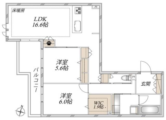 給田4丁目メゾン(2LDK/2階)の間取り写真