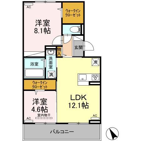 コンフィデンスS.S(2LDK/3階)の間取り写真