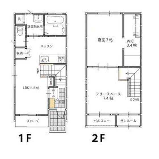 プレジール西田地方(2LDK/2階)の間取り写真