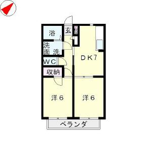 リーフコースト(2DK/2階)の間取り写真