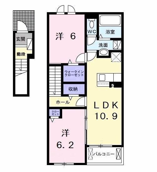 アルカディアII(2LDK/2階)の間取り写真