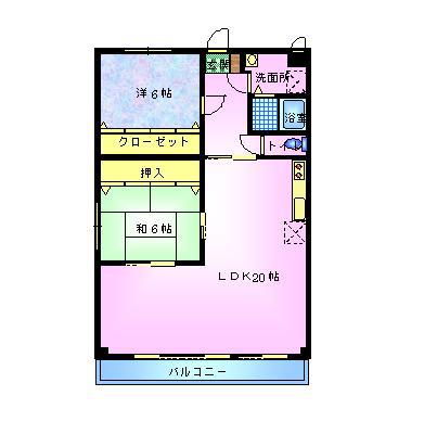 ヴェル・ルーフ大島(2LDK/3階)の間取り写真