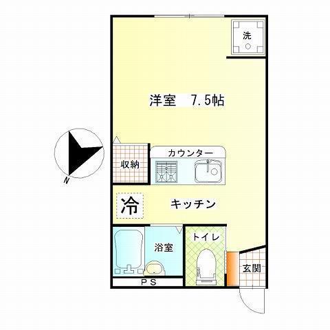 OLIVE(ワンルーム/2階)の間取り写真