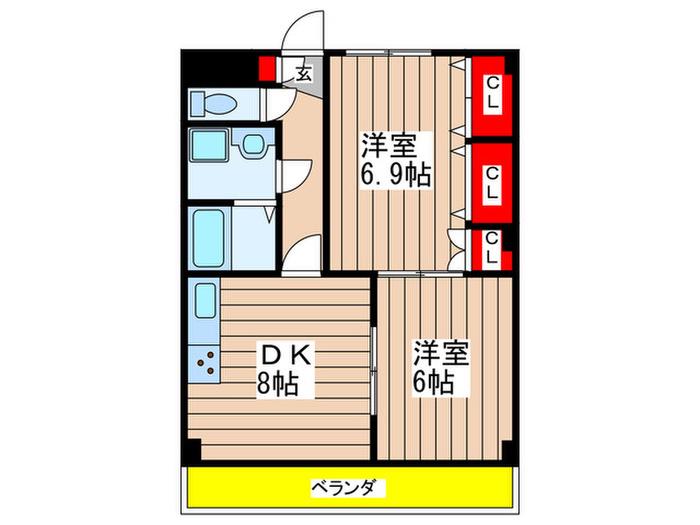 シーダーパーク(2DK/3階)の間取り写真
