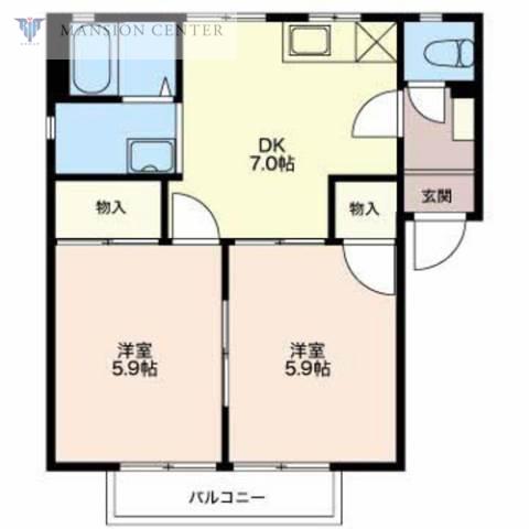 ハウス山伸A棟(2DK/2階)の間取り写真