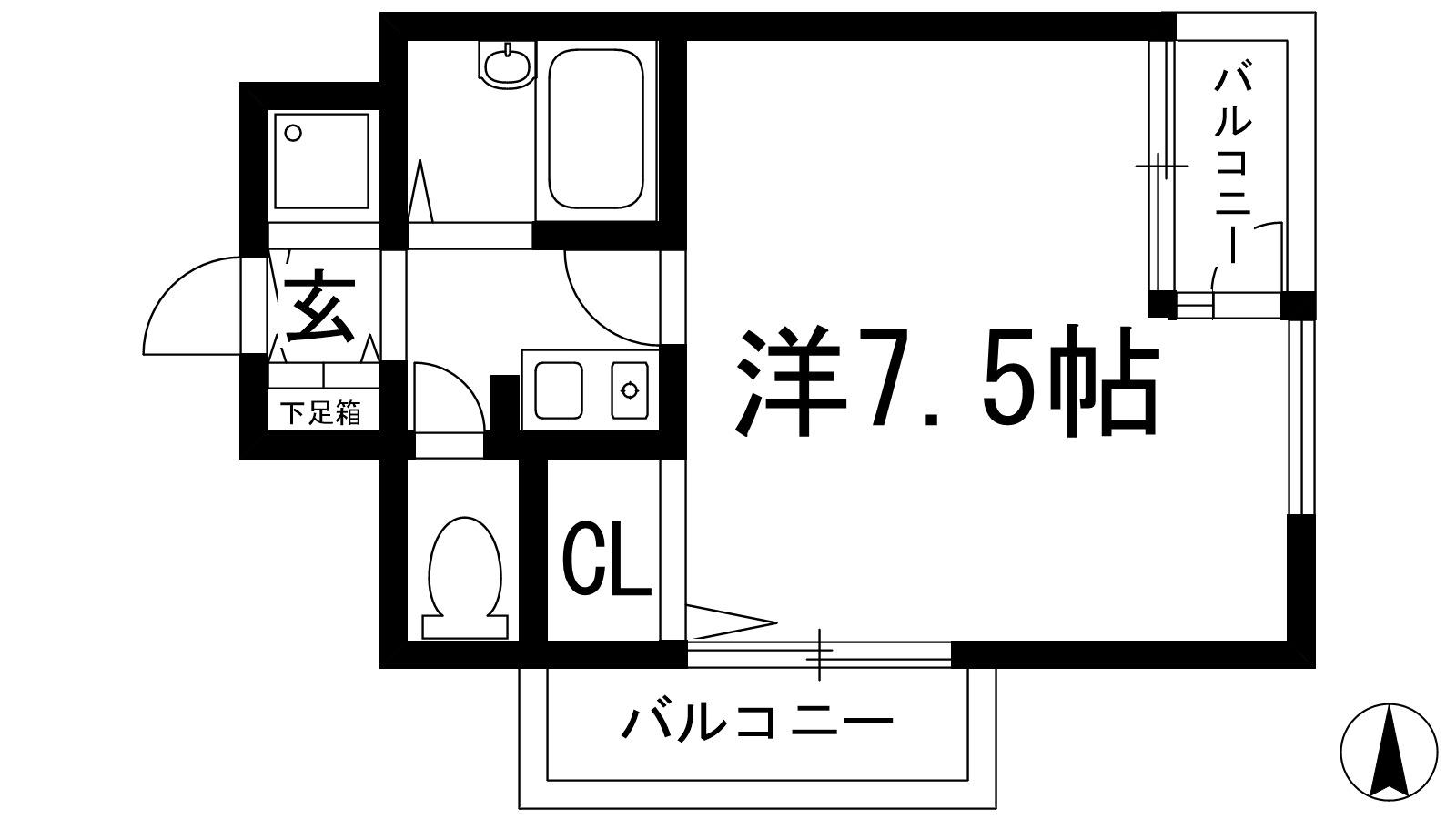 プレステージ天神(1K/4階)の間取り写真