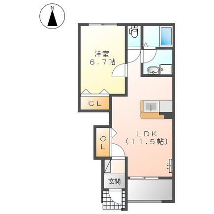 レジデンスYII(1LDK/1階)の間取り写真
