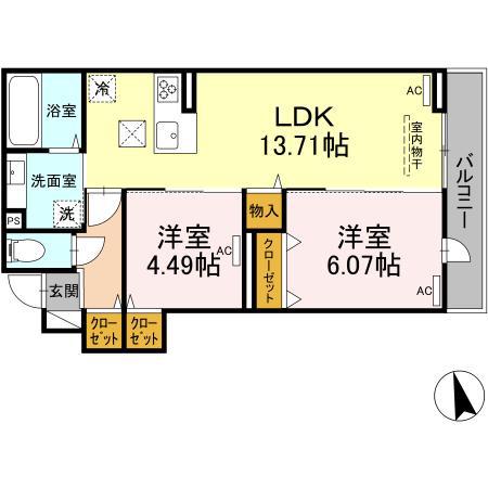 グラナーデ高井戸東(2LDK/1階)の間取り写真
