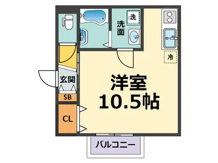エスポワール(1K/1階)の間取り写真
