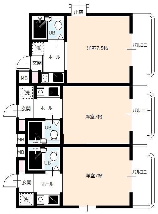 ジョイフル本山(ワンルーム/3階)の間取り写真