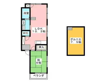 大栄パレス上井草(1LDK/2階)の間取り写真