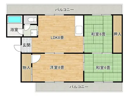 宮マンション(3LDK/3階)の間取り写真