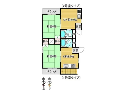 大東千船マンション(1K/3階)の間取り写真