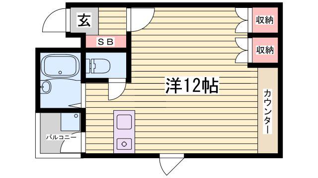 ISM I(ワンルーム/2階)の間取り写真