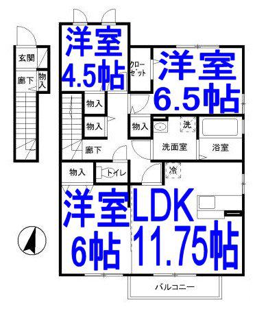 ラフィーネ2(2LDK/2階)の間取り写真