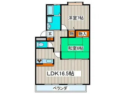 コージィコート壱番館(2LDK/2階)の間取り写真