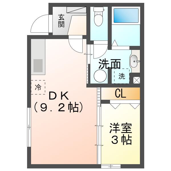 D-ROOM元中野(1LDK/1階)の間取り写真