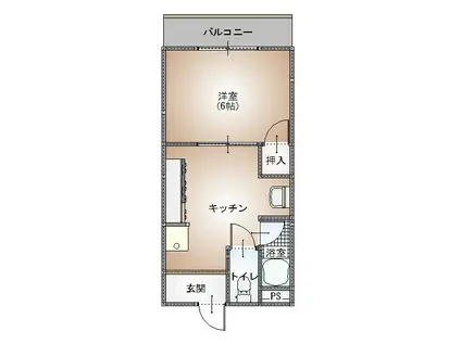 パンデュール弁財天(1DK/3階)の間取り写真