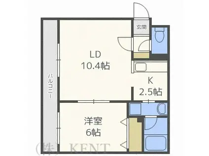 アバンセ二十四軒(1LDK/4階)の間取り写真