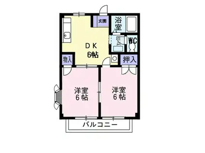 ペアガーデン(2DK/1階)の間取り写真