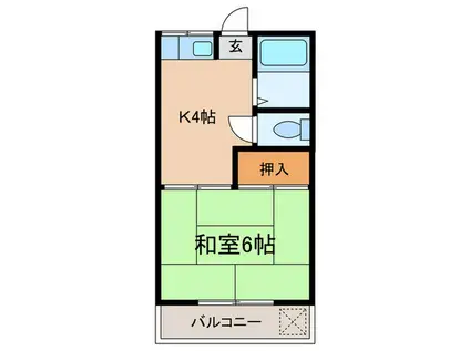 フジハイツ(1K/2階)の間取り写真