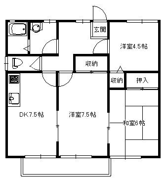 パステルタウン(3DK/1階)の間取り写真