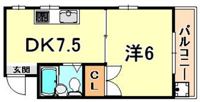 神宿イシカワハイツ(1DK/3階)の間取り写真