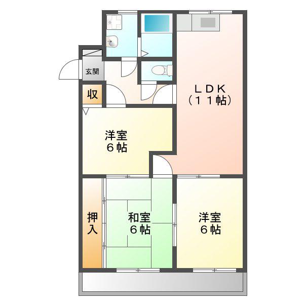 サンパレス(3LDK/1階)の間取り写真