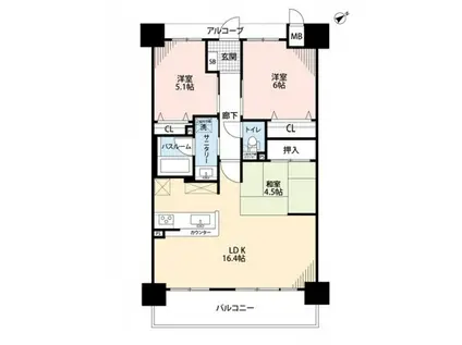 アルファスマート米原II(3LDK/8階)の間取り写真