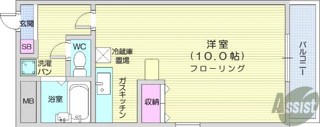 幸町アヴェニュー(1K/4階)の間取り写真