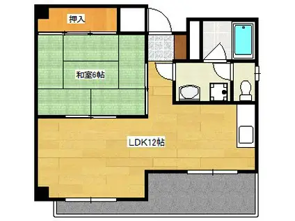 第5タナカビル(1LDK/6階)の間取り写真