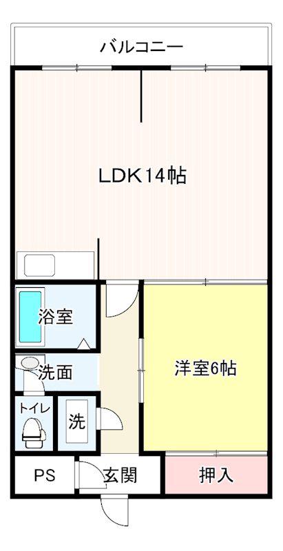 マンション南(1LDK/10階)の間取り写真