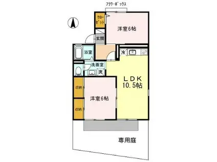 ビラ国分寺B棟(2LDK/2階)の間取り写真