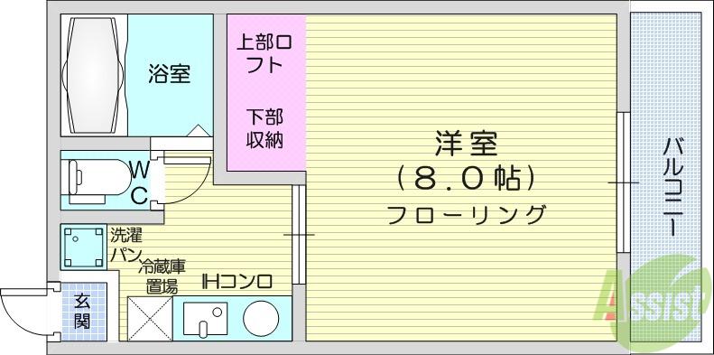 メゾンエイチ(1K/3階)の間取り写真