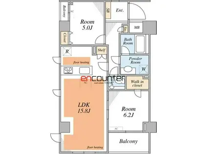 グランドメゾン白金三光坂(2LDK/7階)の間取り写真