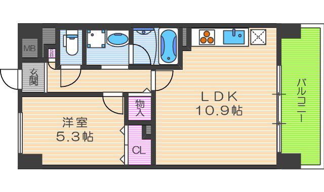 海老江サンライズ(1LDK/6階)の間取り写真