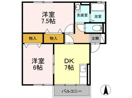 メゾンフローラ(2DK/2階)の間取り写真