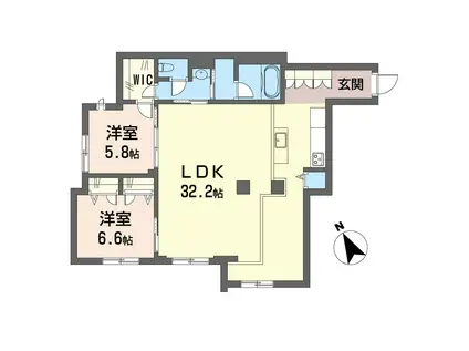 イリオスSHM(2LDK/1階)の間取り写真