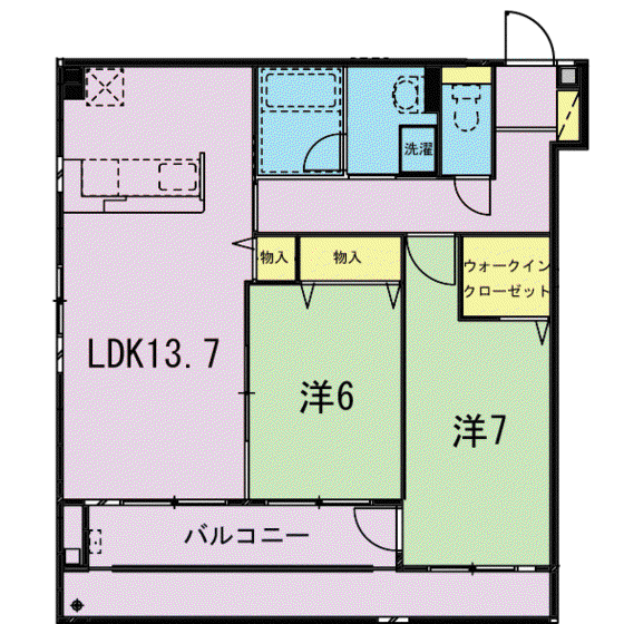 フロイデ堂林(2LDK/2階)の間取り写真