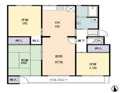 有野12団地(3LDK/3階)の間取り写真