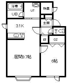 ブルーソール(1LDK/1階)の間取り写真