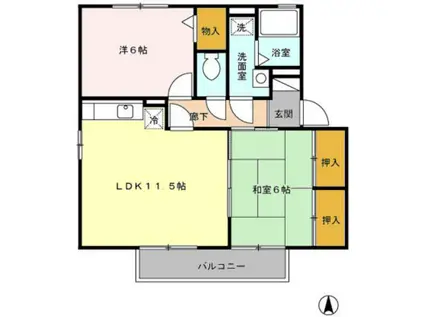 アムール神宮(2LDK/2階)の間取り写真