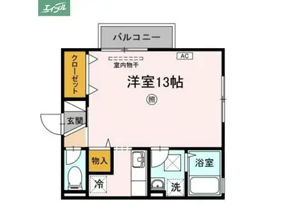 FIT HOUSE A棟(ワンルーム/2階)の間取り写真