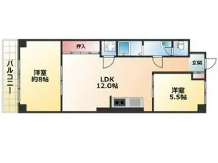 シーズンコート本陣通(2LDK/6階)の間取り写真