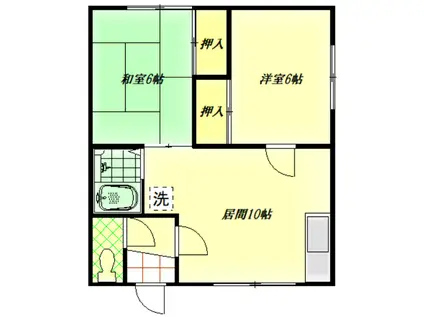 エクセーラ東旭川(2LDK/1階)の間取り写真