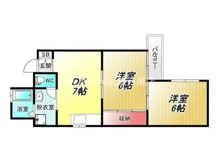 サンハイツ松山(2DK/3階)の間取り写真