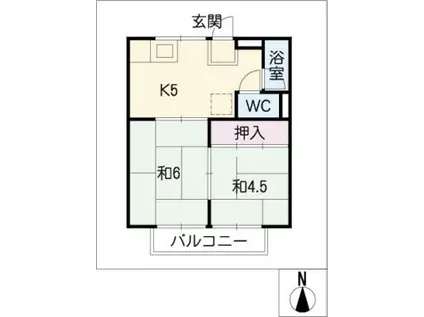 サンドエル山王(2K/1階)の間取り写真
