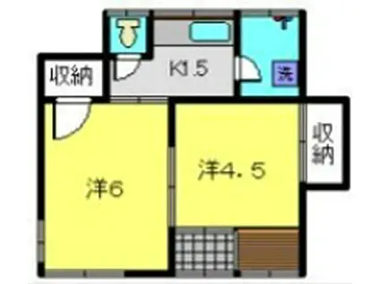 ひまわりハイツ(2K/1階)の間取り写真