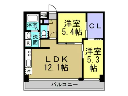 CHUNICHI BUILDING(2LDK/3階)の間取り写真