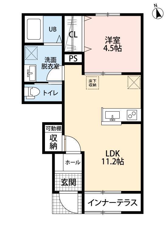 リーブルファイン若葉桜木(1LDK/1階)の間取り写真